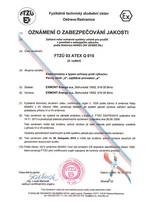 Nevýbušné prostředí FTZÚ 03 ATEX Q015, typ „d“ „e“